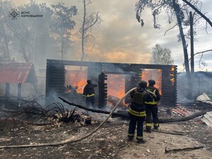 Российский артобстрел вызвал масштабный пожар в Харьковской области. Фото